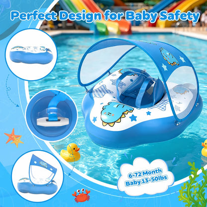 Baby Pool Float with UPF50+ Sun Canopy | 5-Point Harness