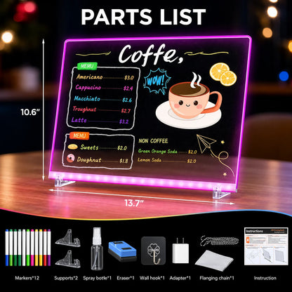 LED Drawing Board for Kids | 7 RGB Colors & 12 Markers