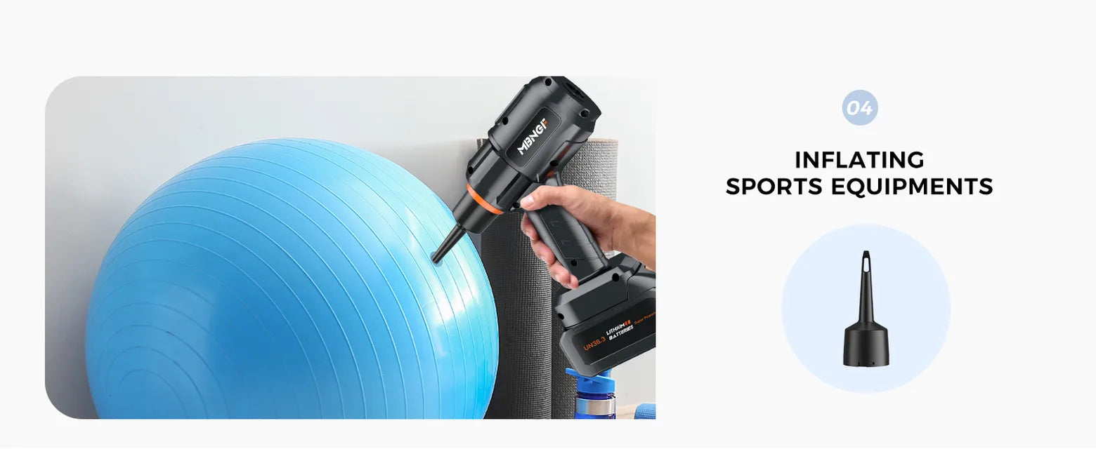 Gloss black MBNGF cordless car vacuum extracting air from a compatible vacuum storage bag with an air extraction nozzle