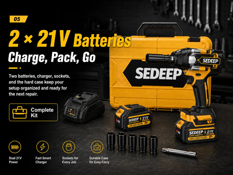 2 × 21V Batteries, Complete Kit Included